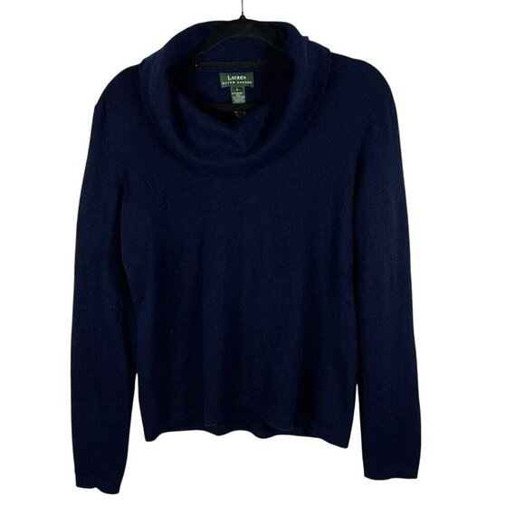 Lauren‎ Ralph Lauren Merino Wool Cashmere Angora Rabbit Sweater Size L Blue Soft - Picture 1 of 7